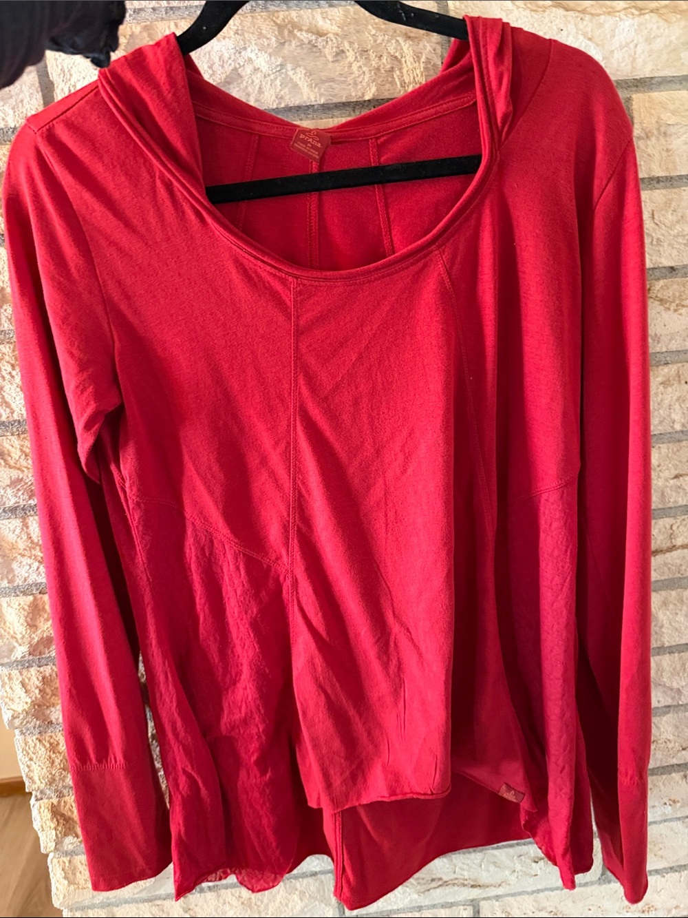 Prana Red Lightweight Hooded Long-Sleeve Top
